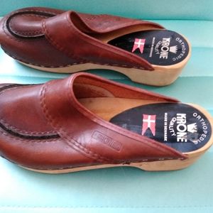 Krone Denmark Brown Leather Clogs Orthapedic S 41